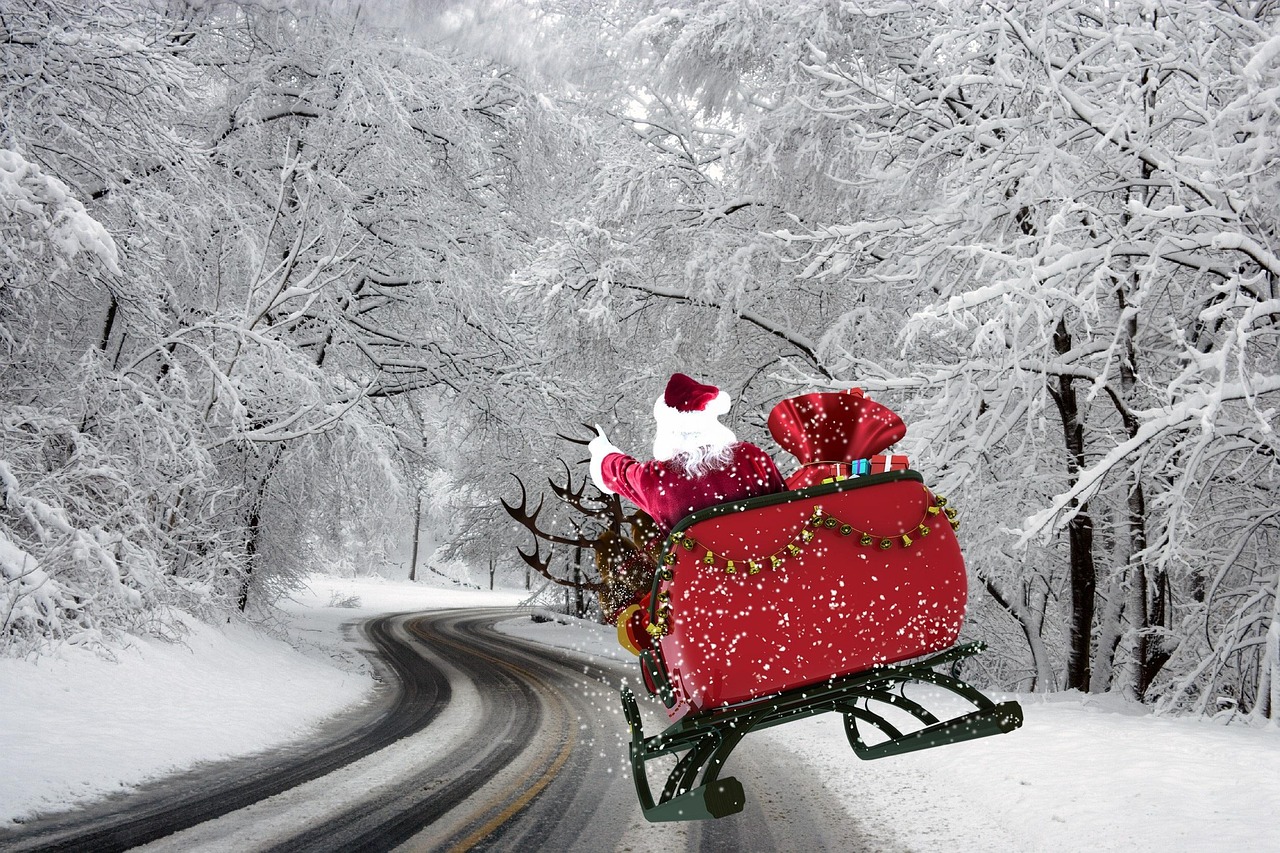 Ambiance de Noël, cadeaux et rubans